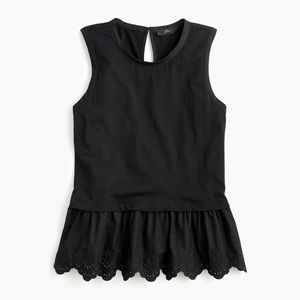 J. Crew Peplum Tulip-Back Tank Top - Black